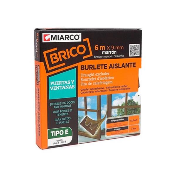 BURLETE CAUCHO TIPO E MARRON 9MM 6M (1 UD)