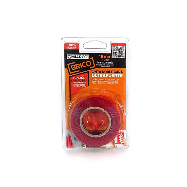 CINTA DOBLE CARA TRANSPARENTE 18MM 2M ULTRAFUERTE (1 UD)